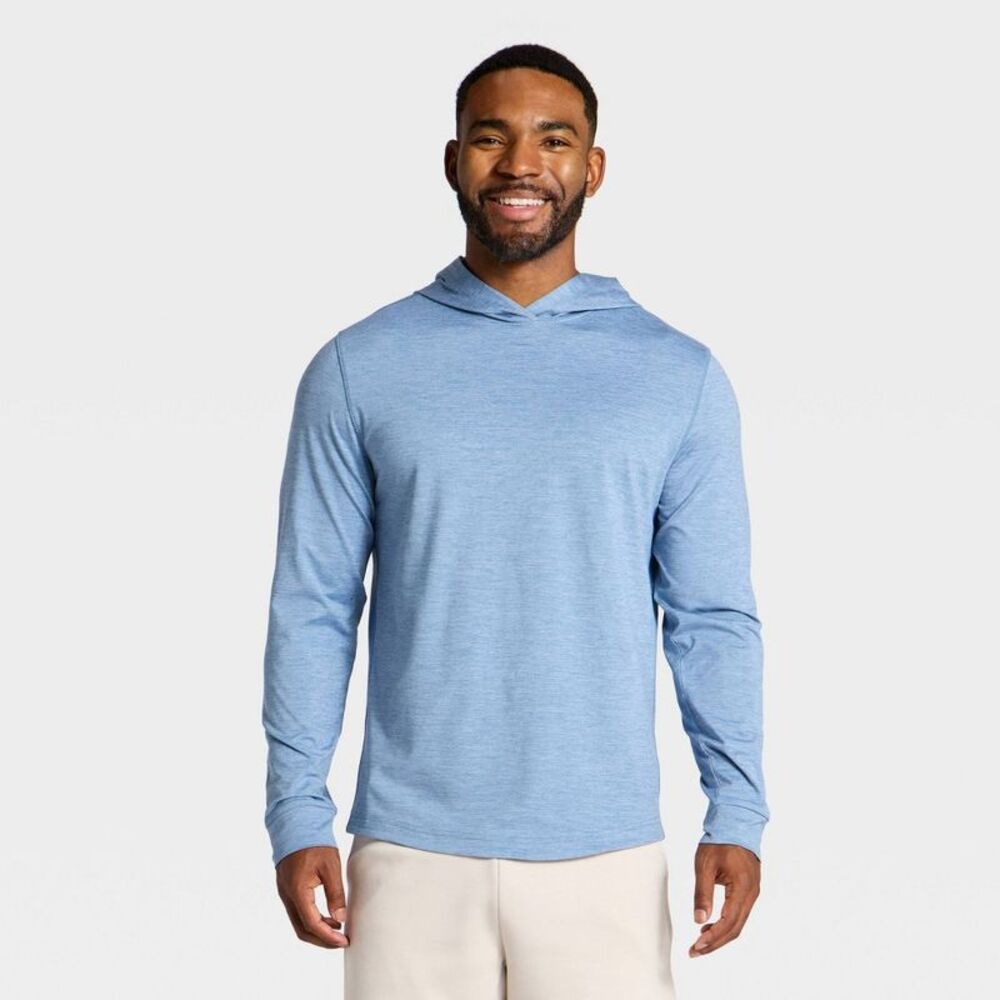 All In Motion - Men's Long Sleeve Soft Stretch Hooded Top - All In Blue
